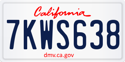 CA license plate 7KWS638