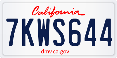 CA license plate 7KWS644