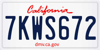 CA license plate 7KWS672