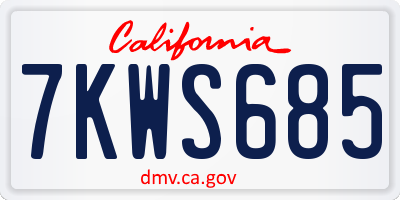 CA license plate 7KWS685