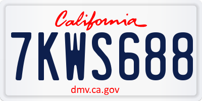 CA license plate 7KWS688