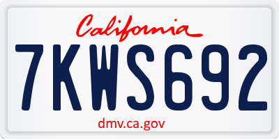 CA license plate 7KWS692