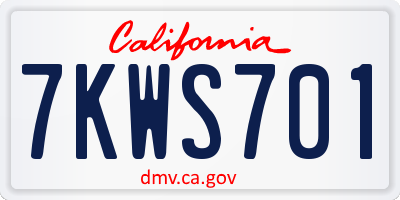 CA license plate 7KWS701