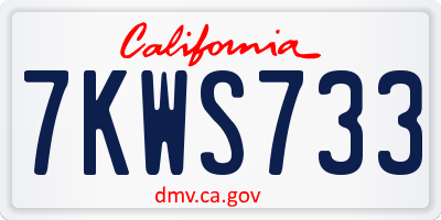 CA license plate 7KWS733