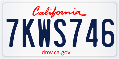 CA license plate 7KWS746