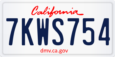 CA license plate 7KWS754