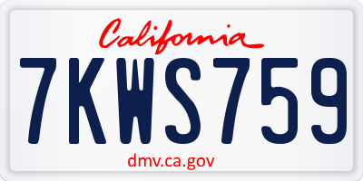 CA license plate 7KWS759