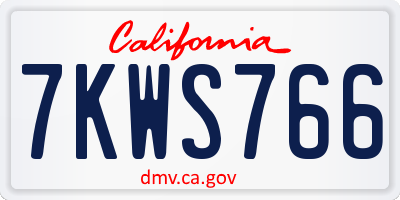 CA license plate 7KWS766