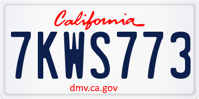 CA license plate 7KWS773