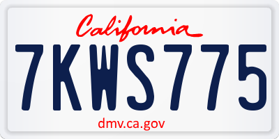 CA license plate 7KWS775