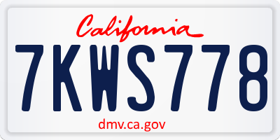 CA license plate 7KWS778