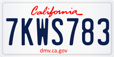 CA license plate 7KWS783