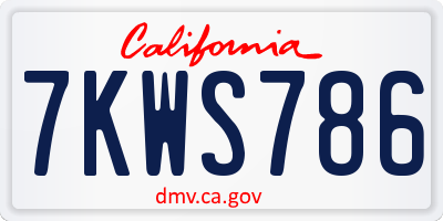 CA license plate 7KWS786