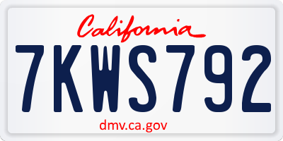 CA license plate 7KWS792
