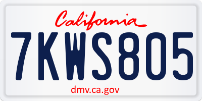 CA license plate 7KWS805