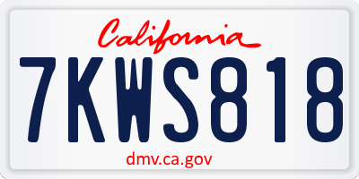 CA license plate 7KWS818