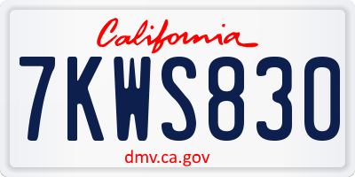 CA license plate 7KWS830