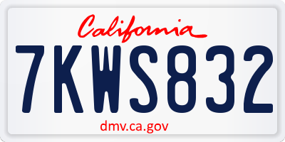 CA license plate 7KWS832