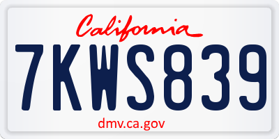 CA license plate 7KWS839