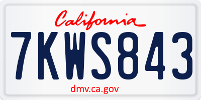 CA license plate 7KWS843