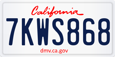 CA license plate 7KWS868