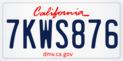 CA license plate 7KWS876