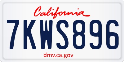 CA license plate 7KWS896