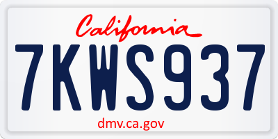CA license plate 7KWS937