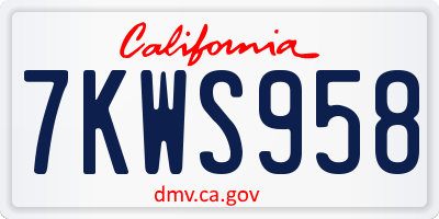 CA license plate 7KWS958