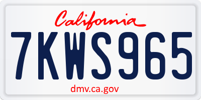 CA license plate 7KWS965