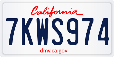 CA license plate 7KWS974