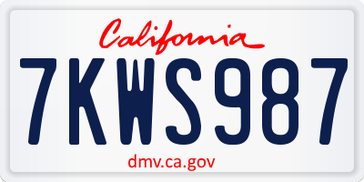 CA license plate 7KWS987
