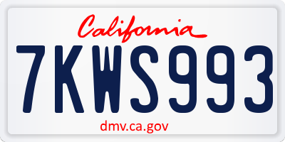 CA license plate 7KWS993