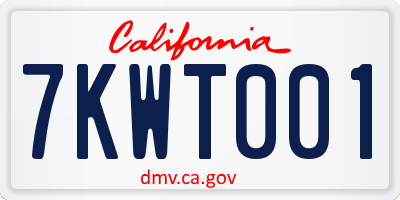 CA license plate 7KWT001