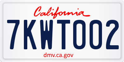 CA license plate 7KWT002