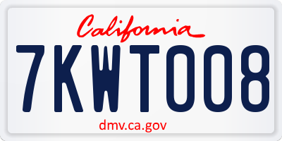CA license plate 7KWT008