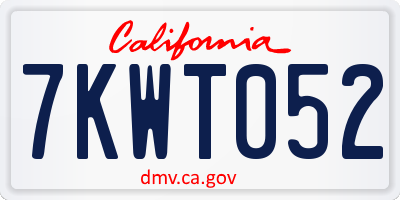 CA license plate 7KWT052