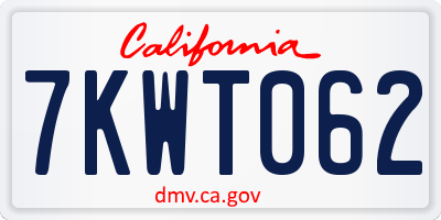 CA license plate 7KWT062