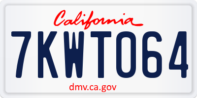 CA license plate 7KWT064