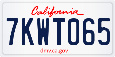 CA license plate 7KWT065