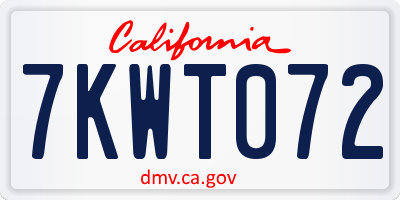 CA license plate 7KWT072