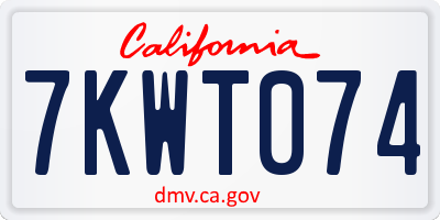 CA license plate 7KWT074