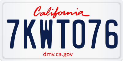 CA license plate 7KWT076