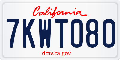 CA license plate 7KWT080