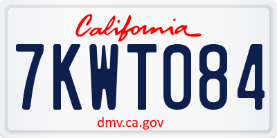 CA license plate 7KWT084