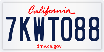 CA license plate 7KWT088