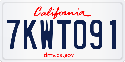 CA license plate 7KWT091