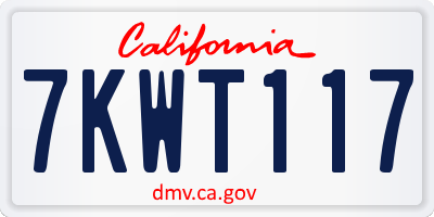 CA license plate 7KWT117