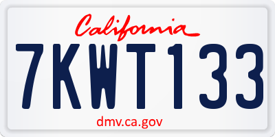 CA license plate 7KWT133