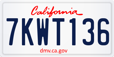 CA license plate 7KWT136